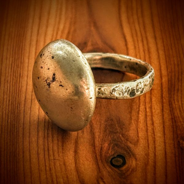 Cast silver bead ring