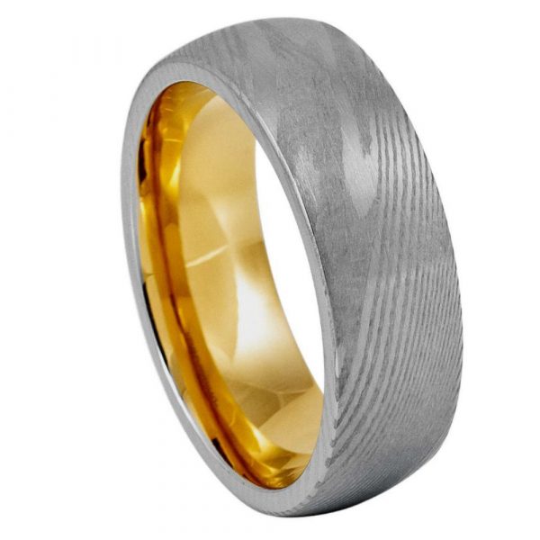 Damascus Steel Gold Plated Center